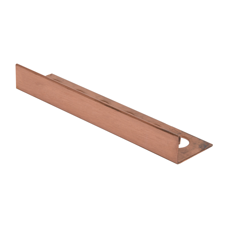 Straight Edge BRUSHED Solid Copper Tile Trim 2.5m by PREMTOOL Premium Tile Trim